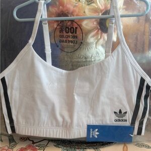 Adidas White Sports Bra with Black Stripes